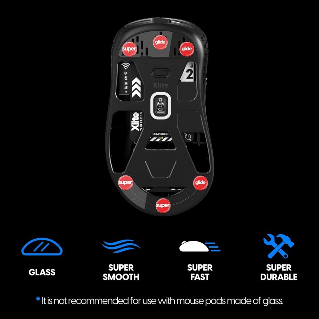 Pulsar Gaming Gears Superglide2 - New Controllable Speed Textured Surface Smoothest Mouse Feet/Glides Made with Ultra Strong Glass Smooth and Durable Sole for Universal 9mm x 6 [RED]